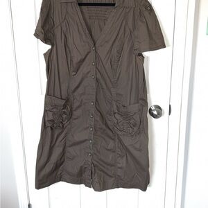SPANNER Women's Shirt Dress in Olive Green